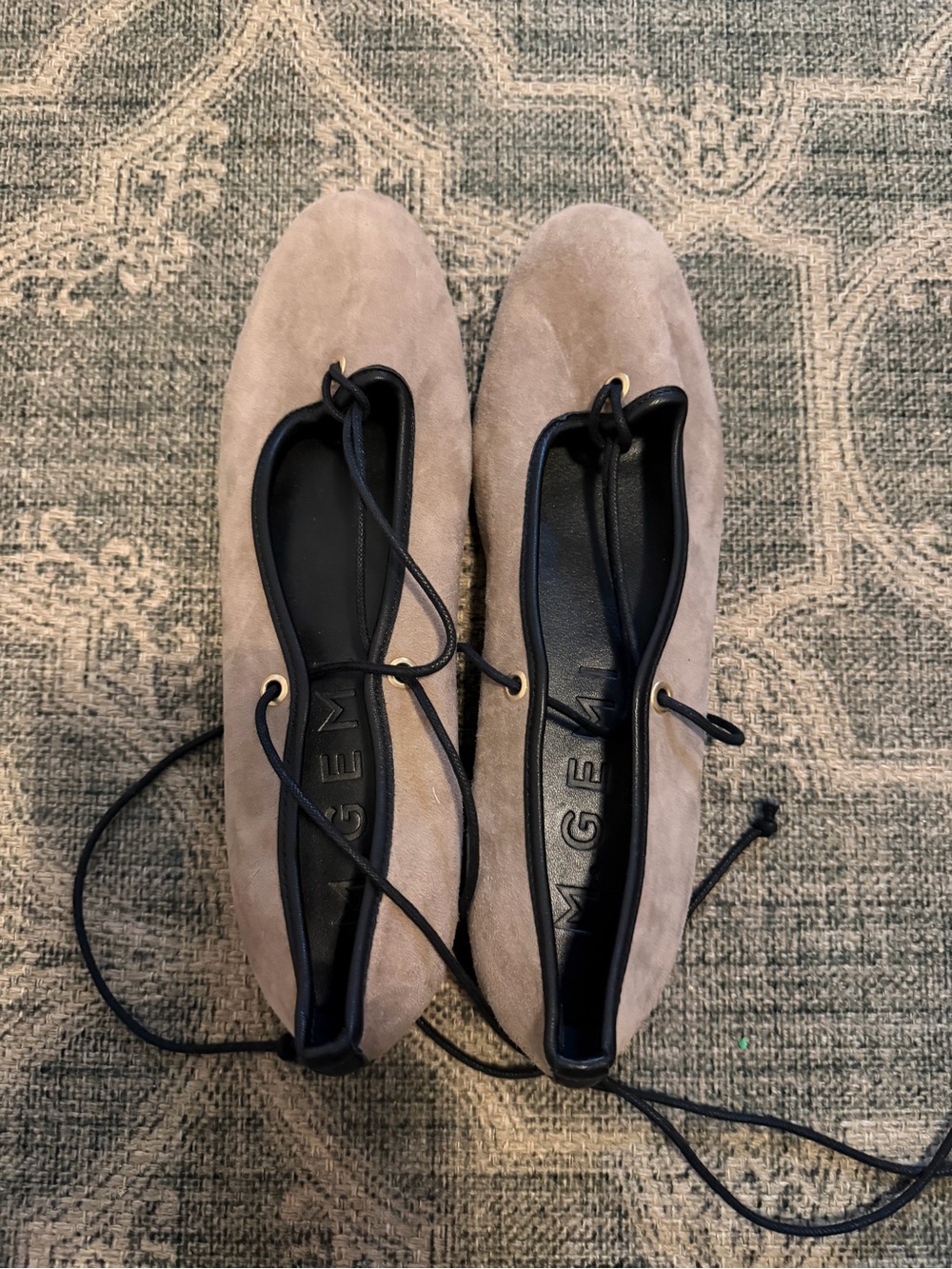 M. Gemi Suede Lace-Up Ballet Flats in Taupe - Women